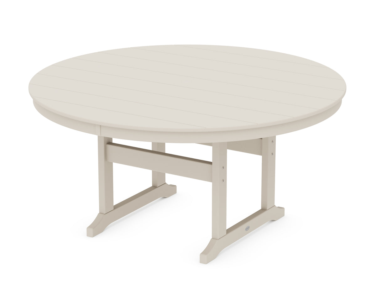 POLYWOOD 60" Round Farmhouse Dining Table in Sand