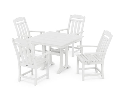 POLYWOOD Cottage 5-Piece Farmhouse Dining Set with Trestle Legs in White