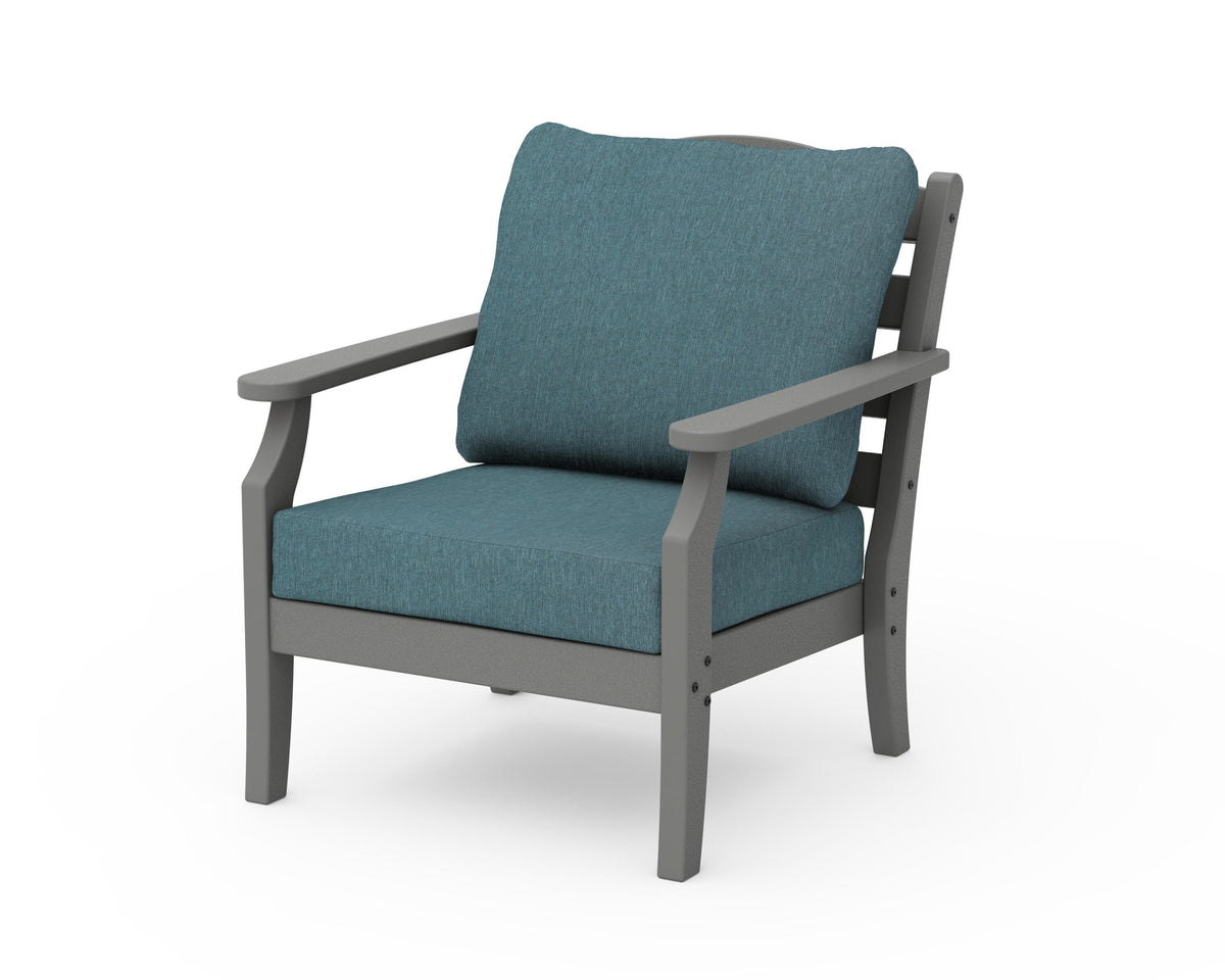 POLYWOOD Savannah Deep Seating Chair in Slate Grey / Ocean Teal