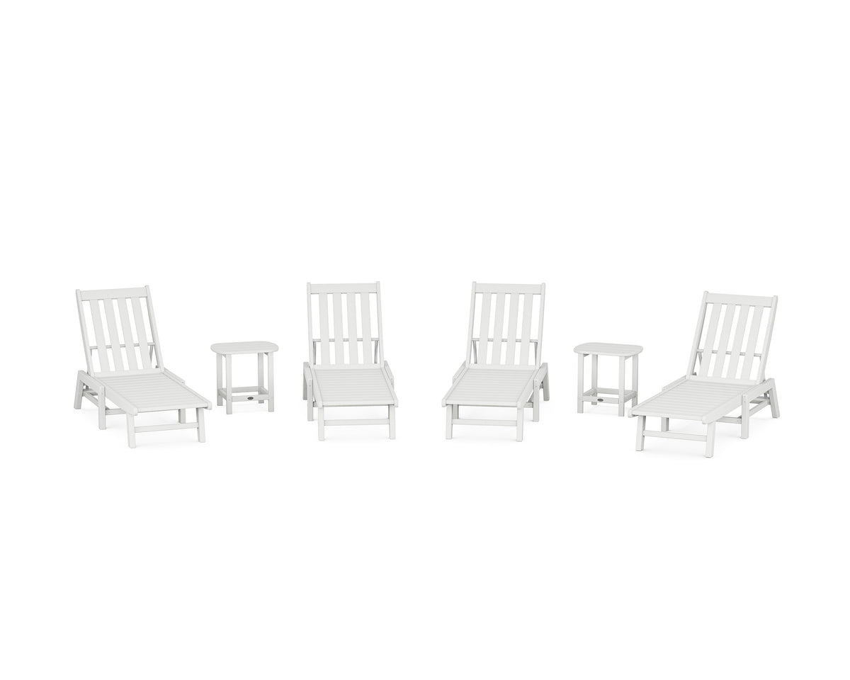 POLYWOOD Vineyard 6-Piece Chaise Set in White