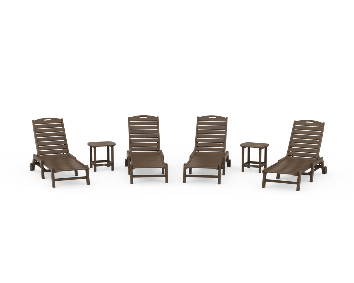 POLYWOOD Nautical Chaise 6-Piece Set with Wheels in Kona