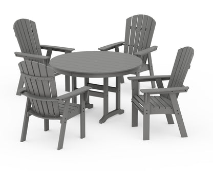 POLYWOOD Nautical Adirondack 5-Piece Round Farmhouse Dining Set in Slate Grey
