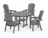 POLYWOOD Nautical Adirondack 5-Piece Round Farmhouse Dining Set in Slate Grey