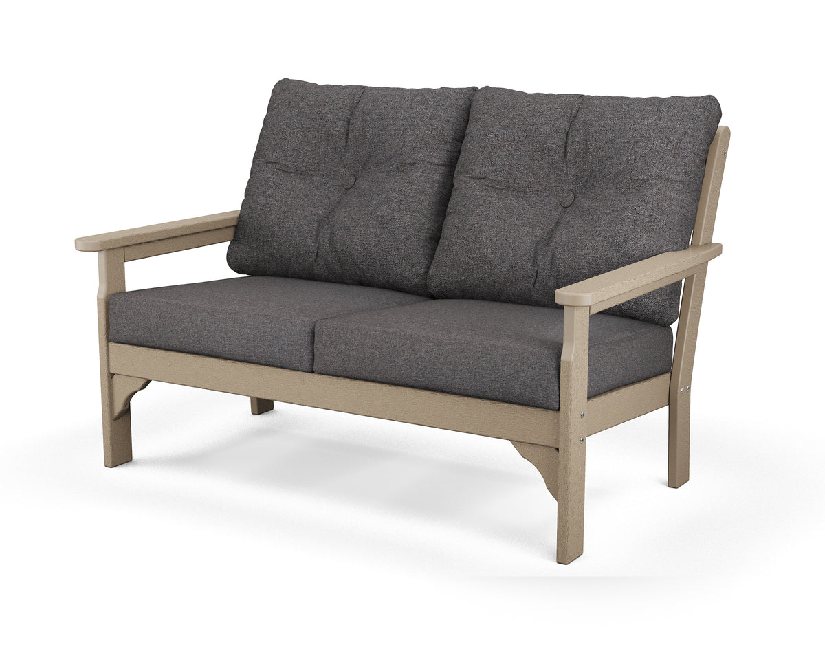 POLYWOOD Vineyard Deep Seating Loveseat in Vintage Sahara / Ash Charcoal
