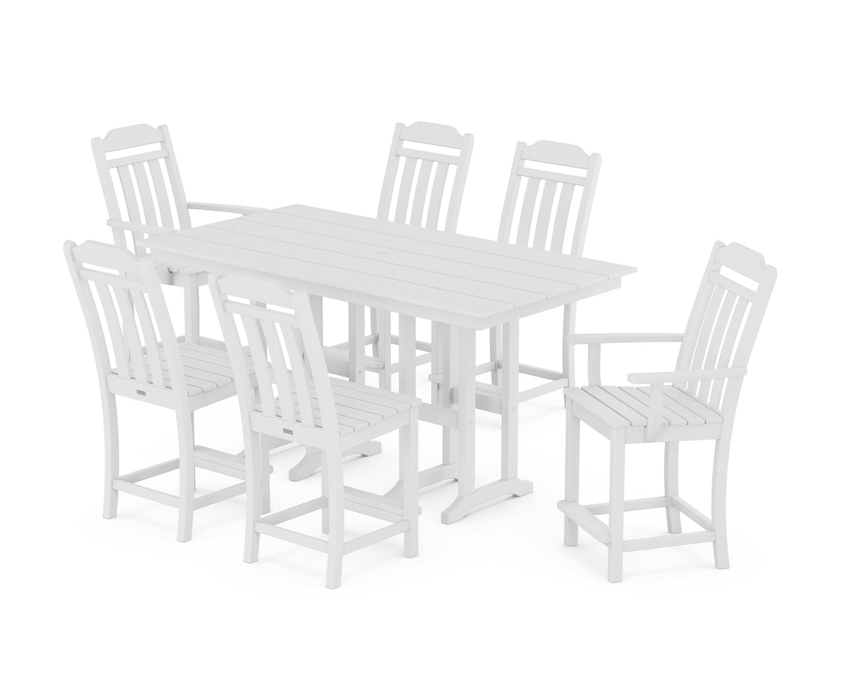 POLYWOOD Country Living Cottage 7-Piece Farmhouse Counter Set in White
