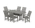 POLYWOOD Wovendale Arm Chair 7-Piece Dining Set with Trestle Legs in Slate Grey