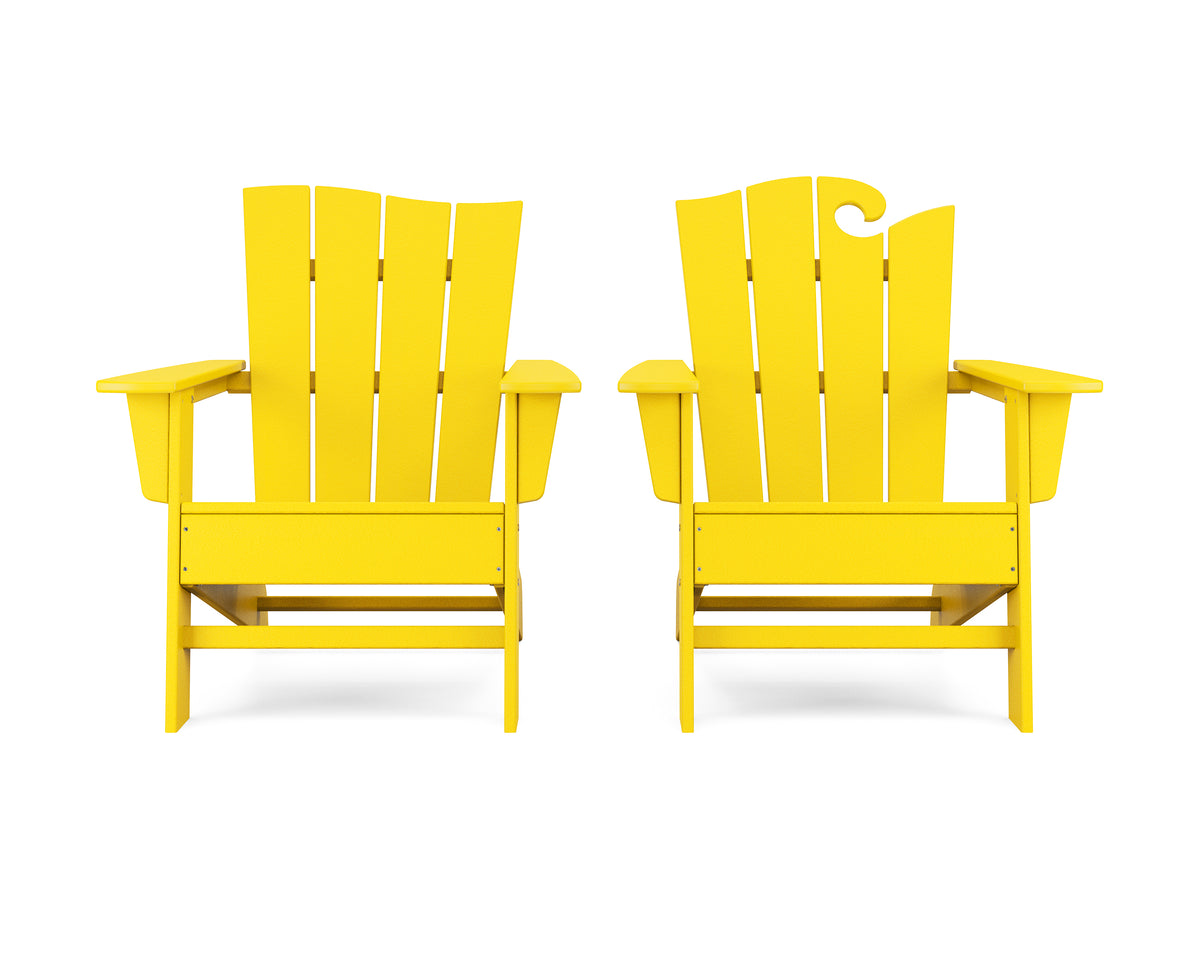 POLYWOOD Wave 2-Piece Adirondack Set with The Wave Chair Left in Lemon