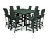 POLYWOOD Modern Adirondack 9-Piece Farmhouse Trestle Bar Set in Green