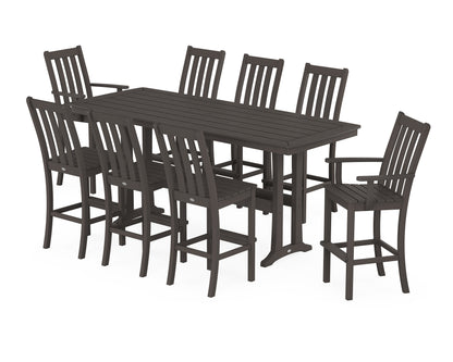 POLYWOOD Vineyard 9-Piece Bar Set with Trestle Legs in Vintage Coffee