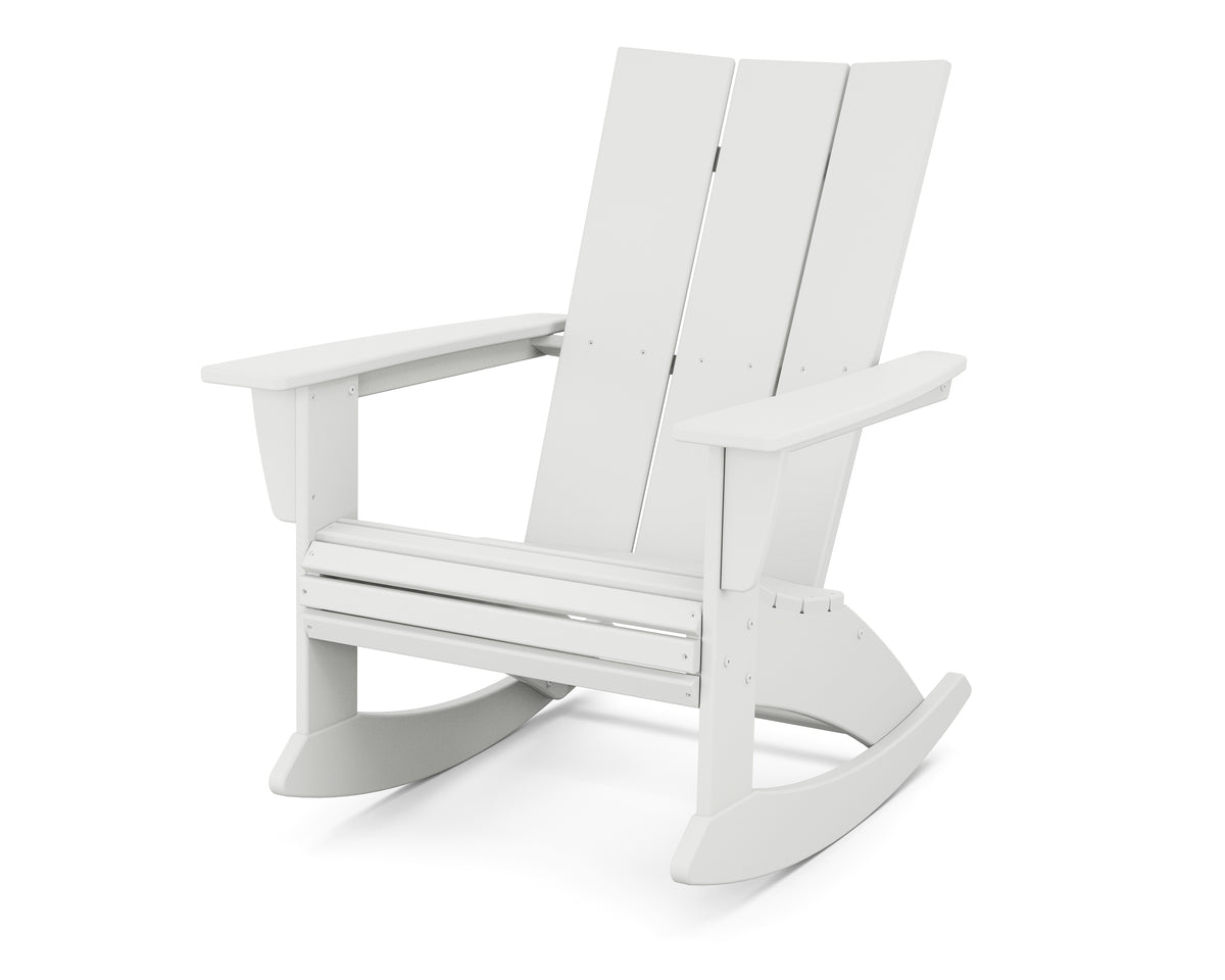 POLYWOOD Modern Curveback Adirondack Rocking Chair in White