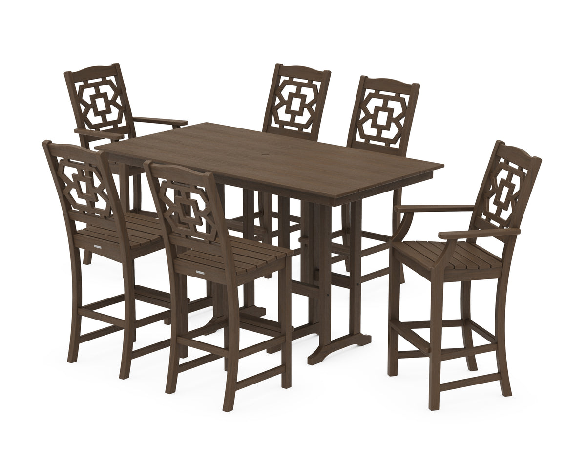 POLYWOOD Chinoiserie 7-Piece Farmhouse Bar Set in Kona