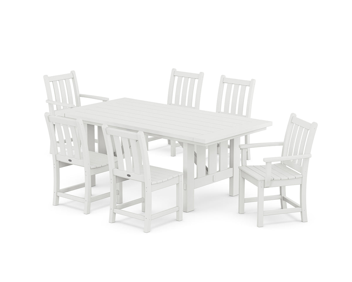 POLYWOOD Traditional Garden 7-Piece Dining Set with Mission Table in White