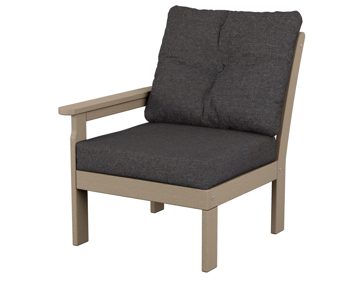 POLYWOOD Vineyard Modular Left Arm Chair in Vintage Sahara / Ash Charcoal
