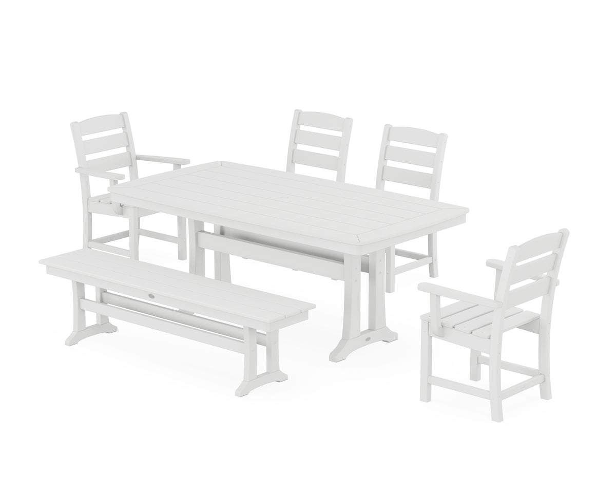 POLYWOOD Lakeside 6-Piece Dining Set with Trestle Legs in White
