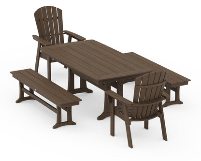 POLYWOOD Nautical Adirondack 5-Piece Dining Set with Trestle Legs - 38" x 73" Table in Kona