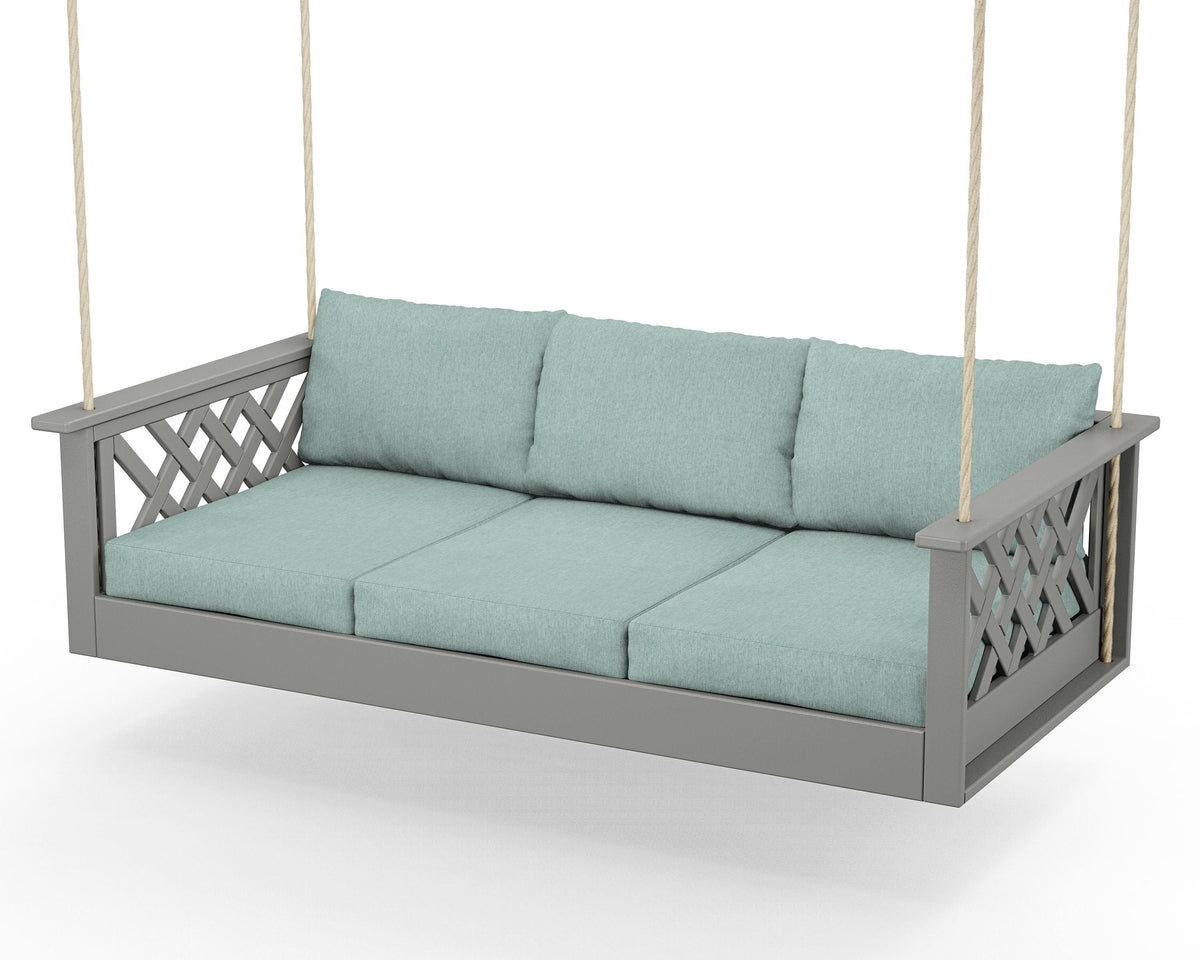 POLYWOOD Wovendale Daybed Swing in Slate Grey / Glacier Spa