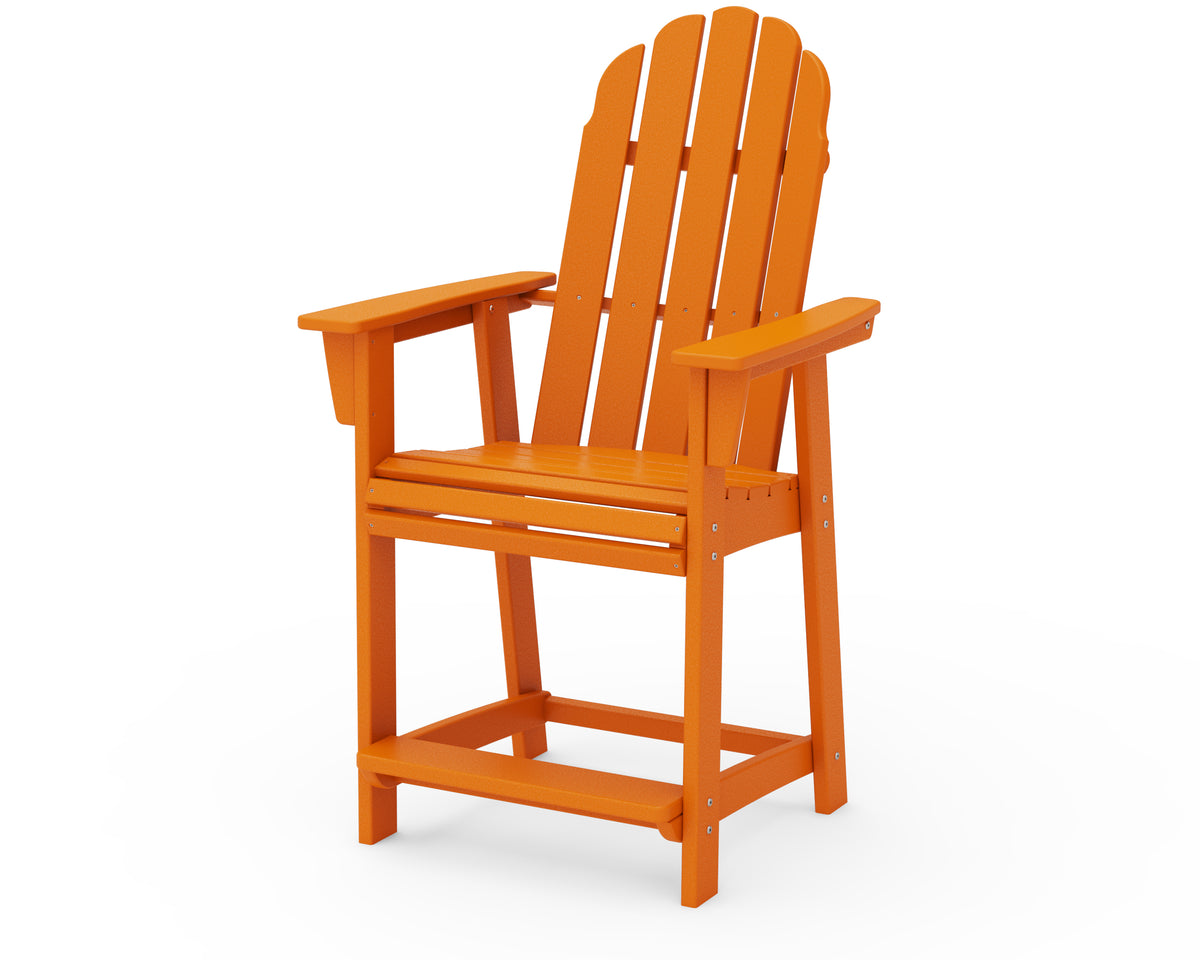 POLYWOOD Vineyard Curveback Adirondack Counter Chair in Tangerine
