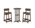 POLYWOOD Modern Studio Urban Lowback Bar Chair 3-Piece Bistro Set in Mahogany