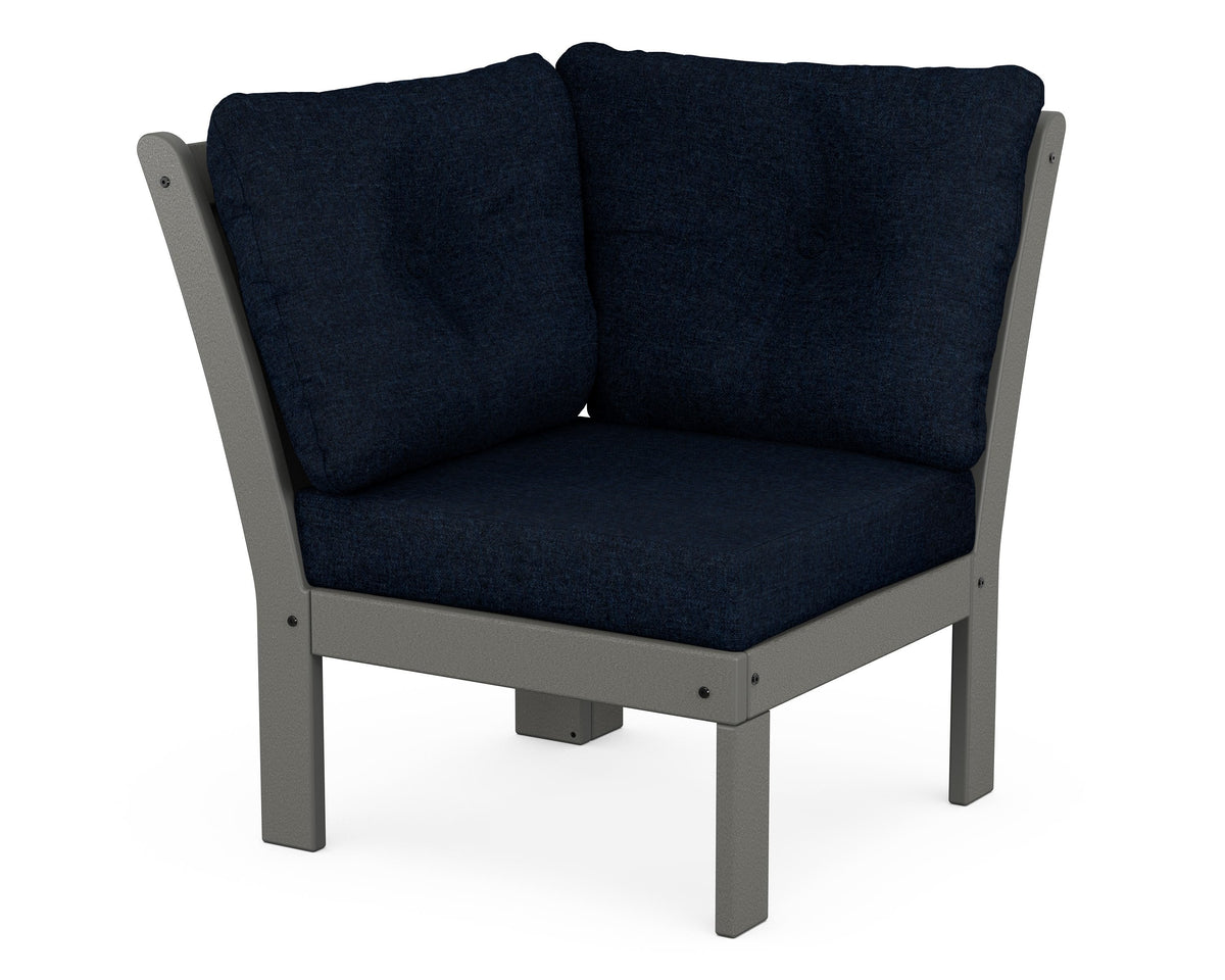 POLYWOOD Vineyard Modular Corner Chair in Slate Grey / Marine Indigo