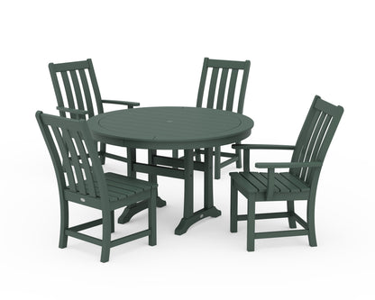 POLYWOOD Vineyard 5-Piece Nautical Trestle Dining Set in Green
