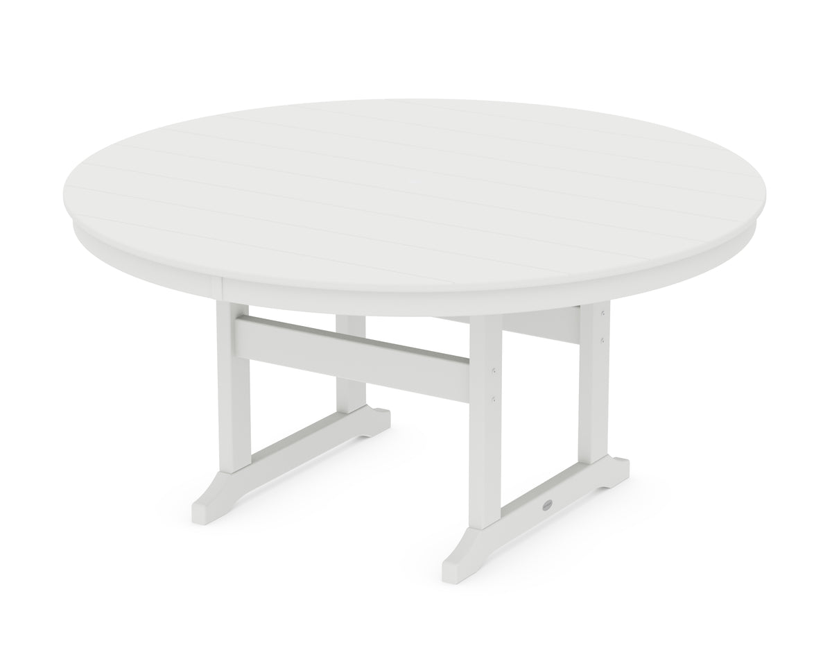 POLYWOOD 60" Round Farmhouse Dining Table in White