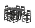POLYWOOD EDGE Arm Chair 7-Piece Farmhouse Bar Set in Black