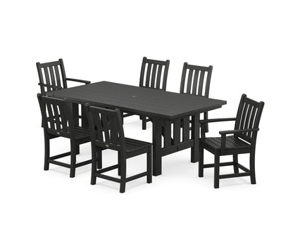 POLYWOOD Traditional Garden 7-Piece Dining Set with Mission Table in Black
