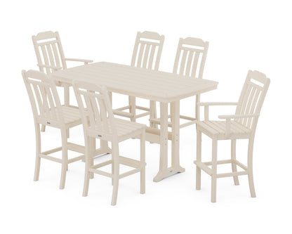 POLYWOOD Cottage 7-Piece Bar Set with Trestle Legs in Sand