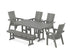 POLYWOOD Modern Curveback Adirondack 6-Piece Farmhouse Dining Set with Bench in Slate Grey