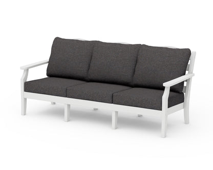 POLYWOOD Savannah Deep Seating Sofa in White / Ash Charcoal