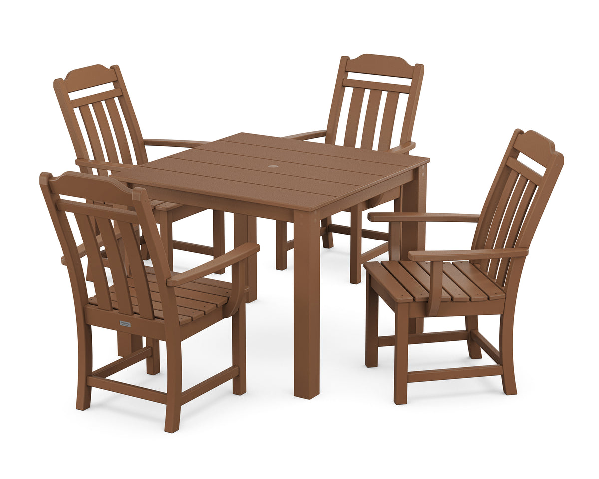 POLYWOOD Cottage 5-Piece Parsons Dining Set in Teak