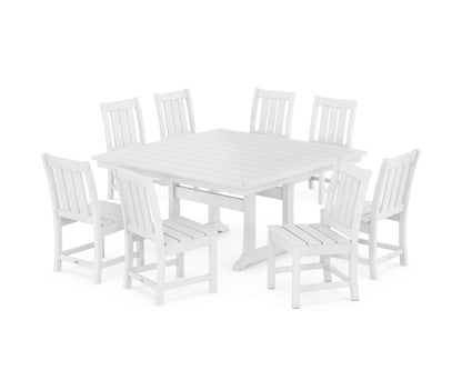 POLYWOOD Oxford Side Chair 9-Piece Square Dining Set with Trestle Legs in White