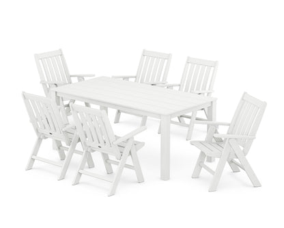 POLYWOOD Vineyard Folding Chair 7-Piece Parsons Dining Set in White