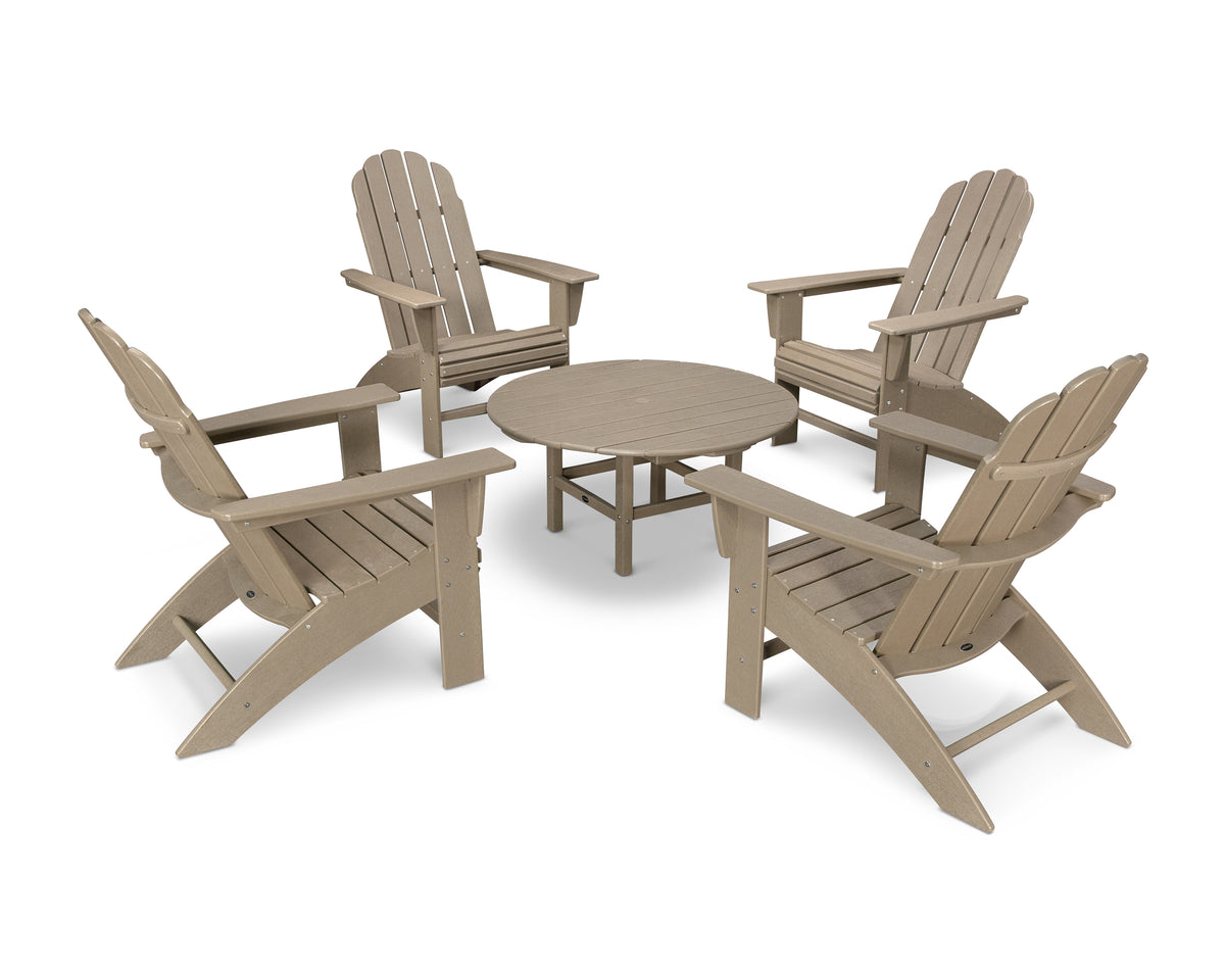 POLYWOOD Vineyard 5-Piece Oversized Adirondack Set in Vintage Sahara