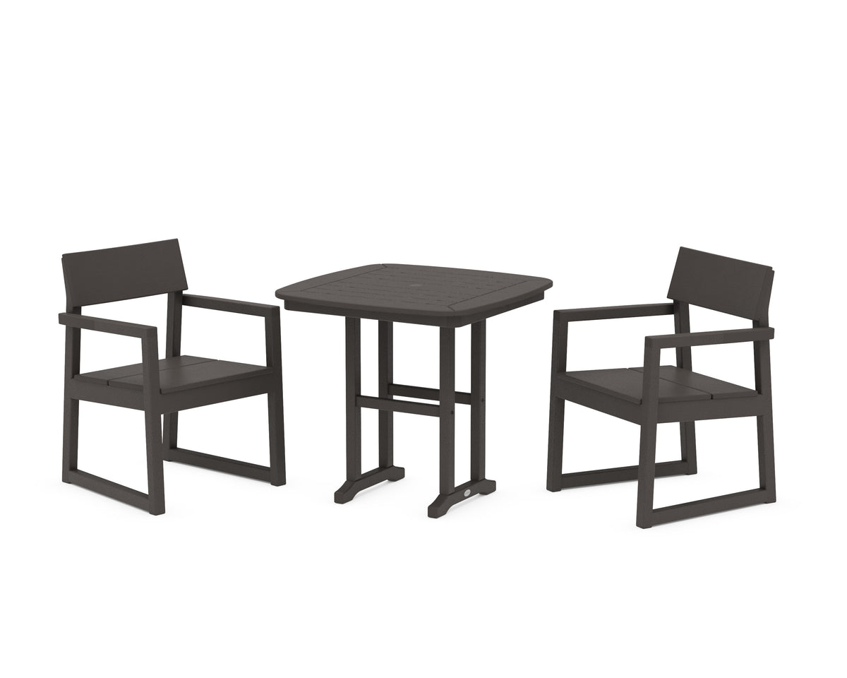 POLYWOOD EDGE 3-Piece Dining Set in Vintage Coffee