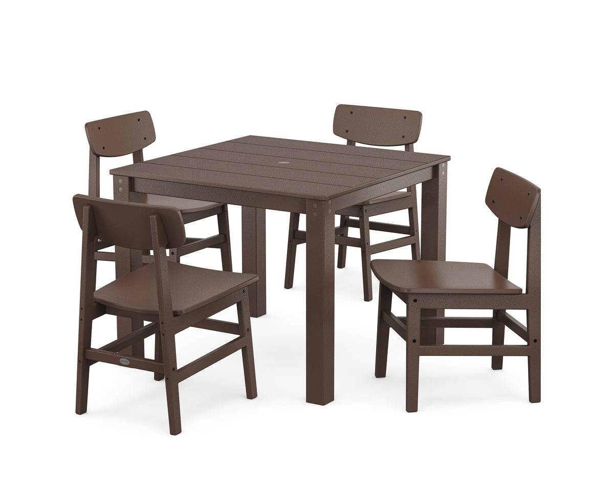 POLYWOOD Modern Studio Urban Chair 5-Piece Parsons Dining Set in Mahogany