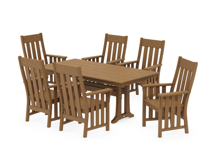 POLYWOOD Acadia Arm Chair 7-Piece Farmhouse Dining Set with Trestle Legs in Natural