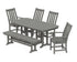 POLYWOOD Vineyard 6-Piece Dining Set with Bench - 37" x 72" Table in Slate Grey