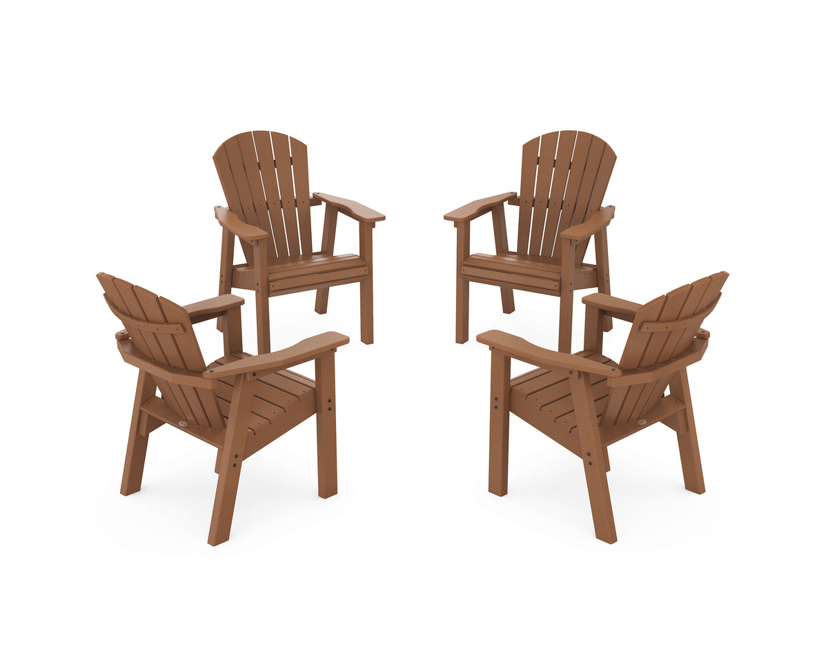 POLYWOOD Seashell 4-Piece Upright Adirondack Conversation Set in Teak