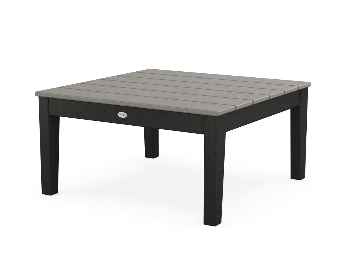 POLYWOOD Newport 36" Conversation Table in Black / Driftwood