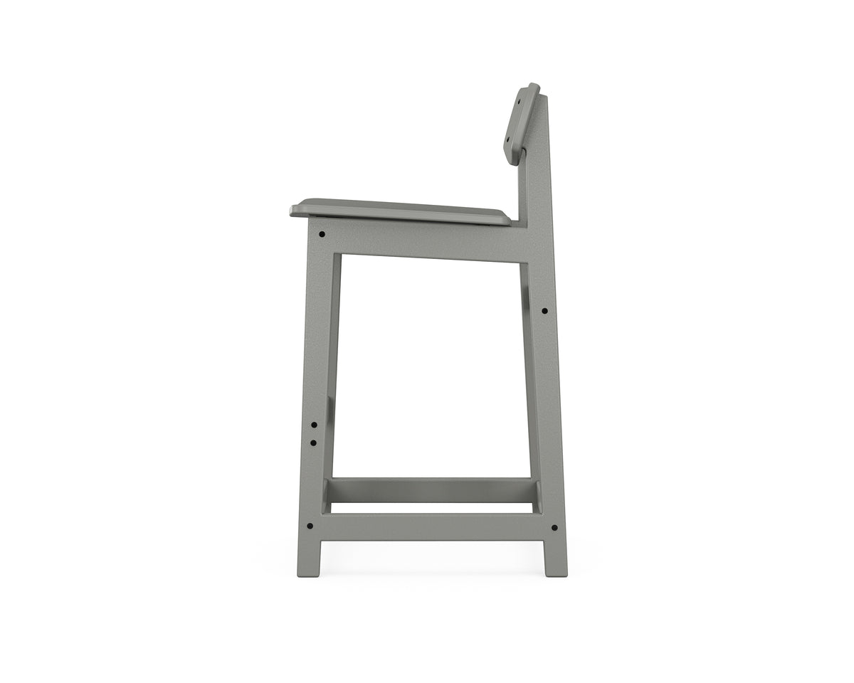 Angled view of the POLYWOOD Modern Studio Urban Lowback Bar Chair in Slate Grey (2)
