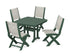 POLYWOOD Coastal Folding Side Chair 5-Piece Dining Set with Trestle Legs in Green / Birch