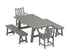 POLYWOOD Traditional Garden 5-Piece Rustic Farmhouse Dining Set with Benches in Slate Grey