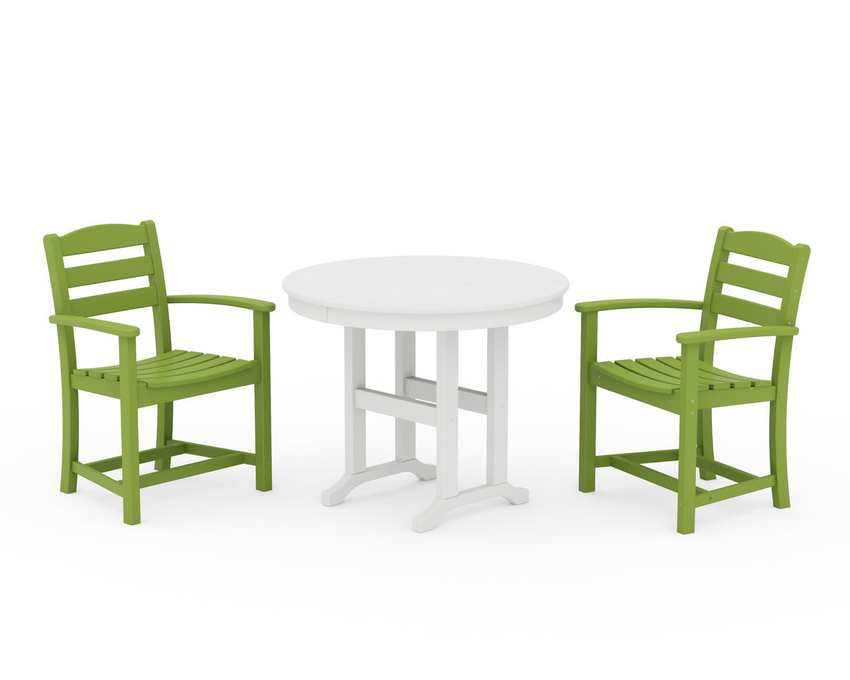 POLYWOOD La Casa Café 3-Piece Round Dining Set in Lime / White