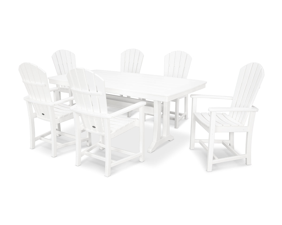 POLYWOOD Palm Coast 7-Piece Dining Set with Trestle Legs in White