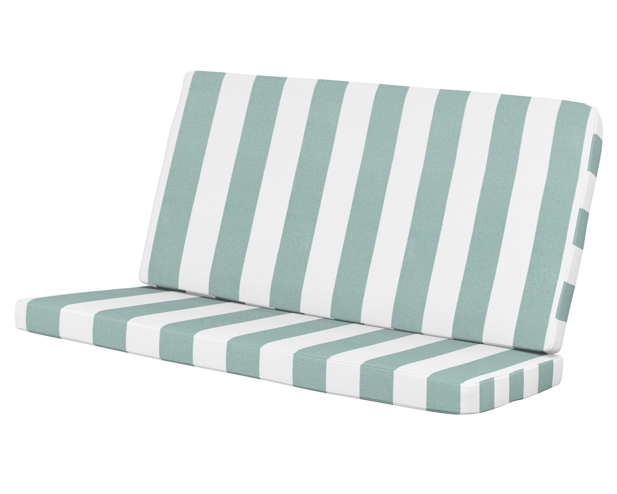 POLYWOOD Modern Loveseat Cushion in Cabana Stripe Glacier Spa