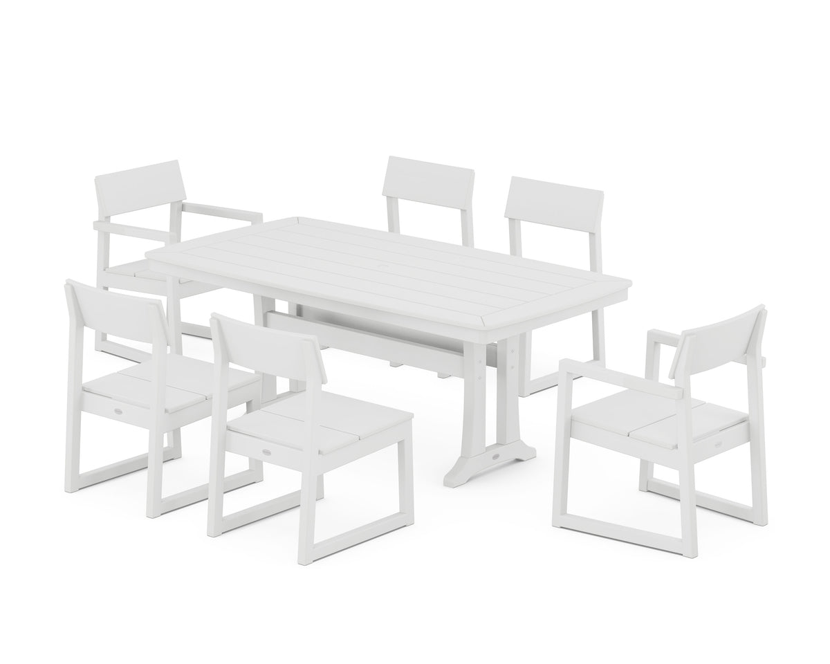 POLYWOOD EDGE 7-Piece Dining Set with Trestle Legs in White