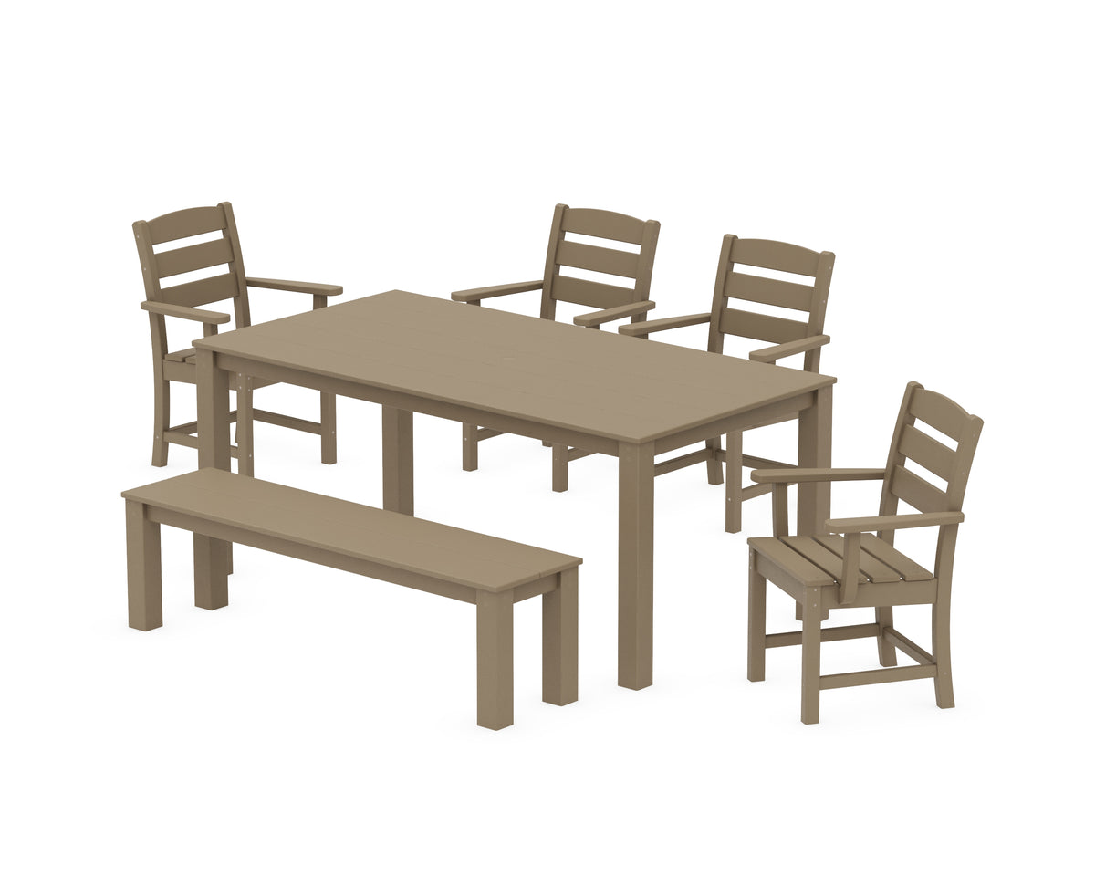 POLYWOOD Lakeside 6-Piece Parsons Dining Set with Bench in Vintage Sahara