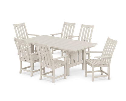 POLYWOOD Vineyard Arm Chair 7-Piece Mission Dining Set in Sand