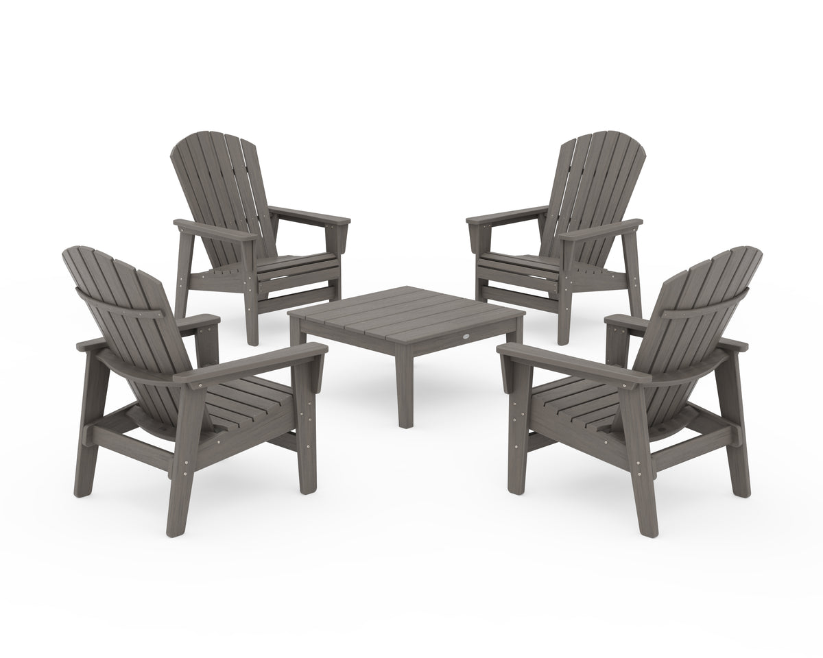 POLYWOOD 5-Piece Nautical Grand Upright Adirondack Chair Conversation Group in Driftwood